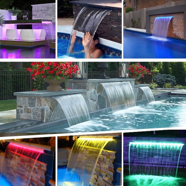 Customized New Products Modern Indoor Home Office Led Swimming Pool Water Fountain Waterfall Rgb Water Blade For Fountain