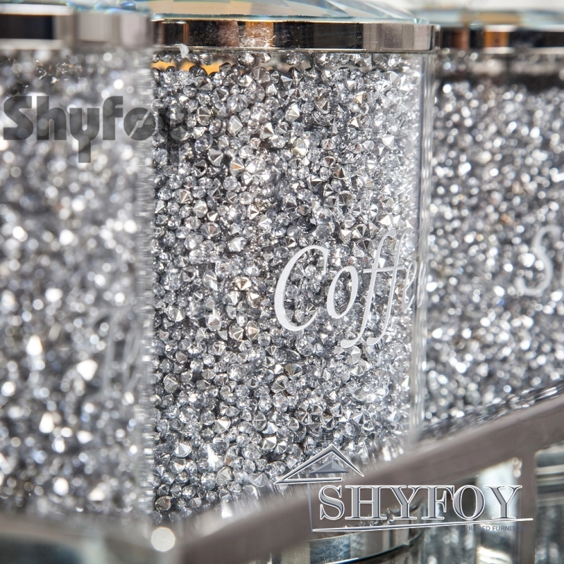 SHYFOY Sparkling Crushed Diamond Silver Glass Coffee Jars Set / SF-MP006