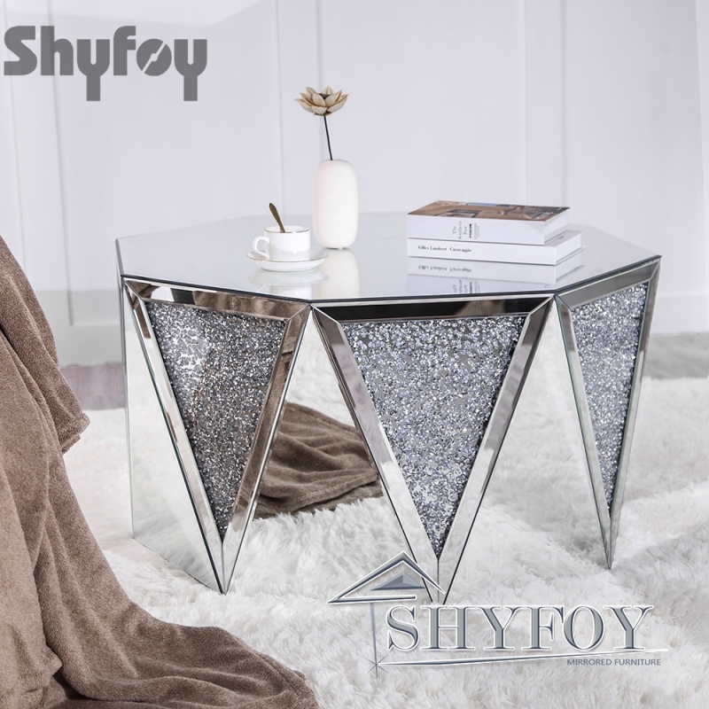 SHYFOY Crushed Diamond Mirrored Coffee Table / SF-CF009