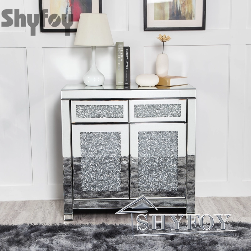 SHYFOY Crushed Diamond 2 Door Accent Cabinet with Drawers / SF-C016
