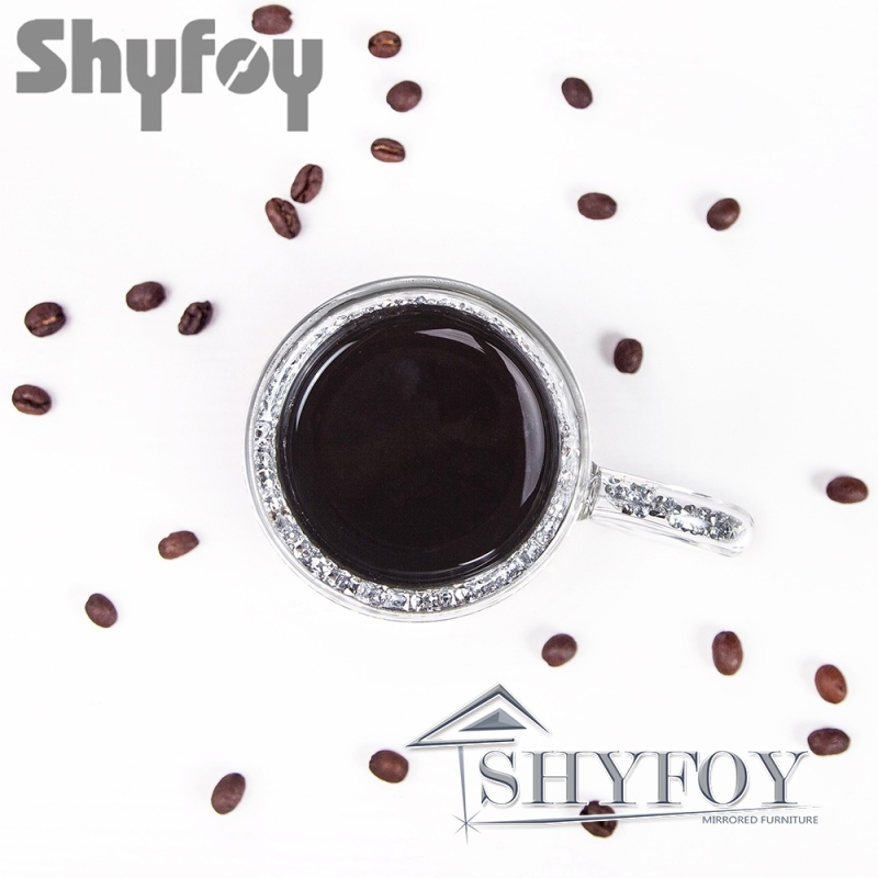 SHYFOY Glitter Double Walled Glasses with Handles | Personalised Reusable Glass Mugs with Crushed Diamond / SF-MP025