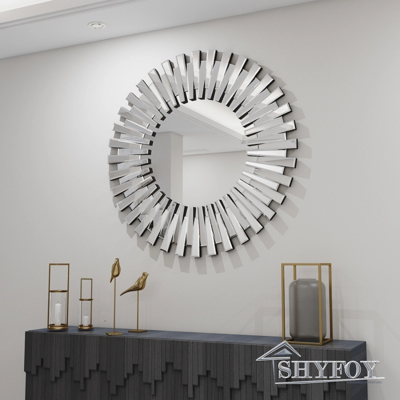 SHYFOY Wall Mirror for Wall Decor, 31.5'' Circular Decorative Statement Wall Mirror for Entryway, Hallway, Bedroom, Living room / SF-WM002