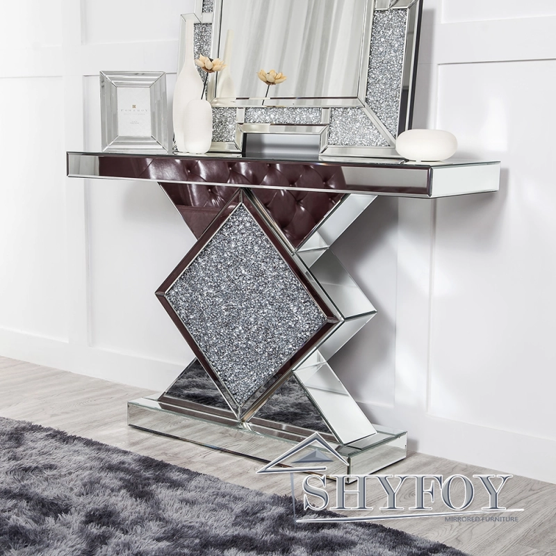 SHYFOY Crushed Diamond Mirrored Console Table / SF-CT012