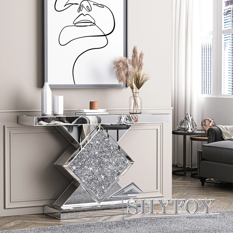 SHYFOY Crushed Diamond Mirrored Console Table / SF-CT012