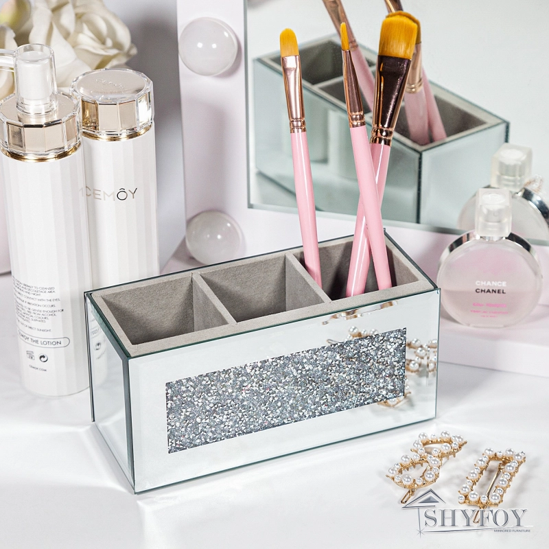 SHYFOY Crushed Diamond Three Compartments Deluxe Cosmetic Makeup Beauty Organizer / SF-MP043