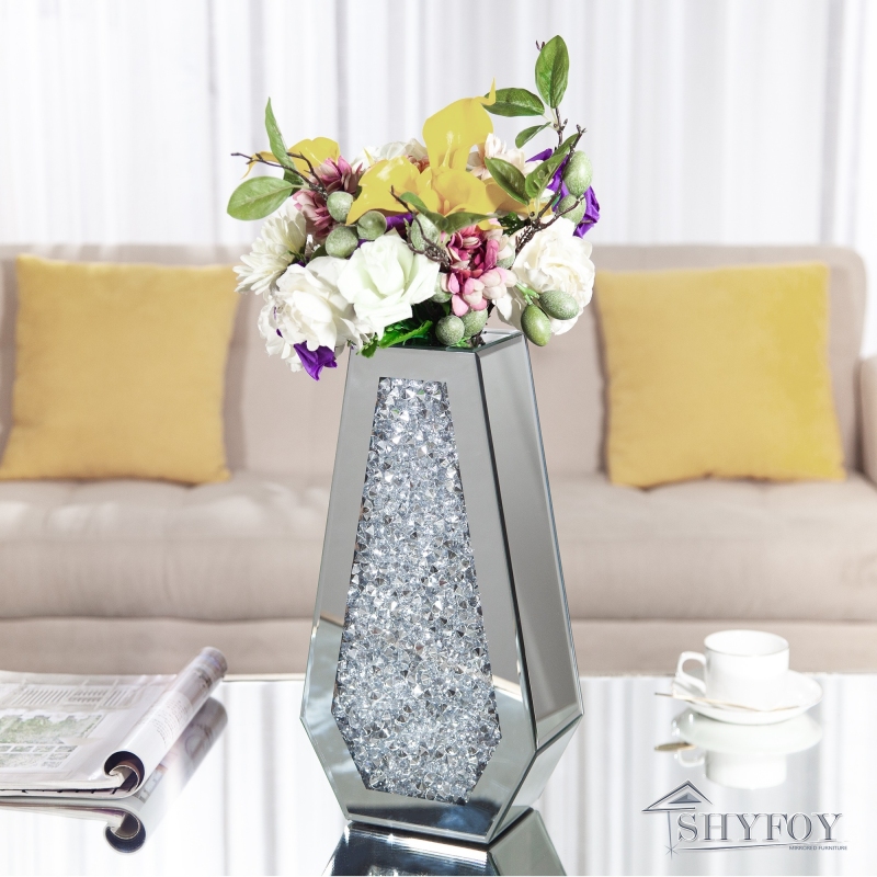 SHYFOY Silver 14.96'' Indoor / Outdoor Glass Table Vase / SF-MP044