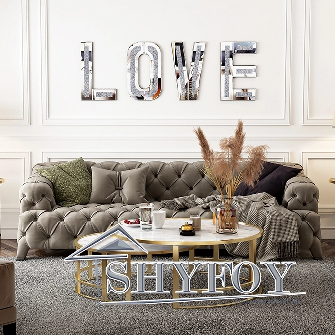 SHYFOY Mirrored Love Letter for Wall Decor  Modern Mirror Decorative Wall Art for Home Living Room Bedroom, Wedding / SF-WM038