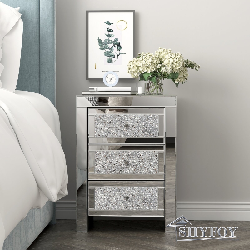 SHYFOY Crushed diamond 3 - Drawer Nightstand / SF-BT041