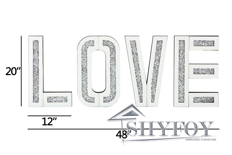 SHYFOY Mirrored Love Letter for Wall Decor  Modern Mirror Decorative Wall Art for Home Living Room Bedroom, Wedding / SF-WM038