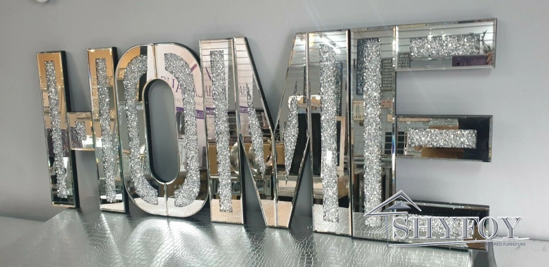 SHYFOY Mirrored Home Letter for Wall Decor Modern Mirror Decorative Wall Art for Home Living Room Bedroom, Wedding / SF-WM070