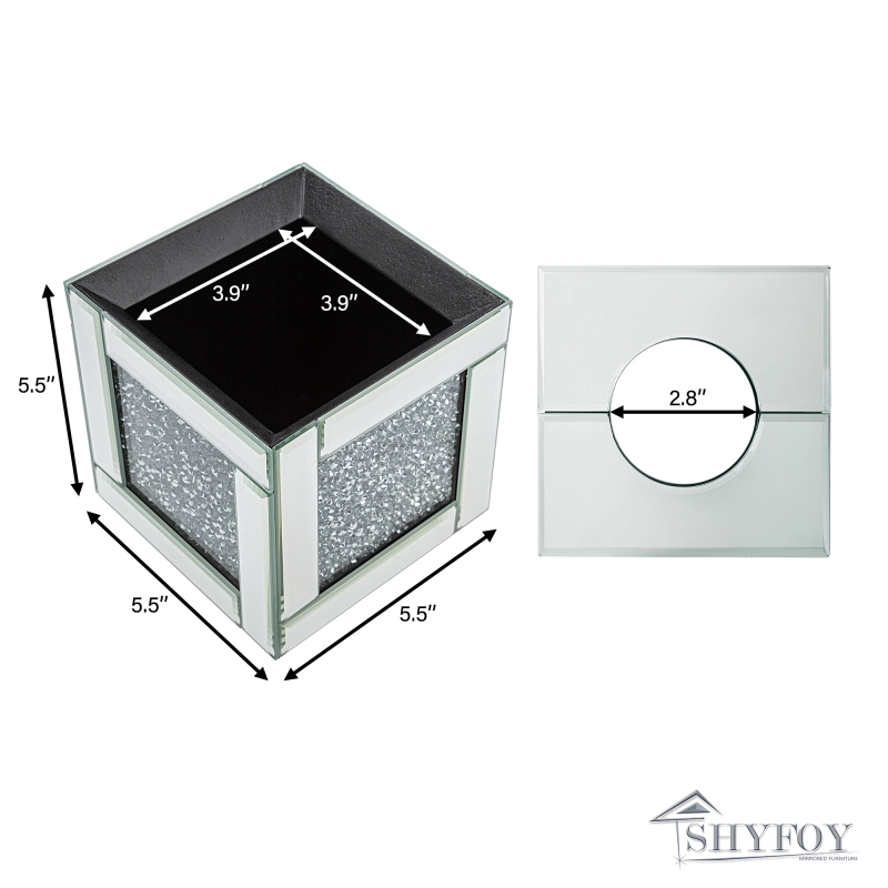 SHYFOY Tissue Box Cover Square, Modern Glass Decorative Tissue Holder / SF-MP061