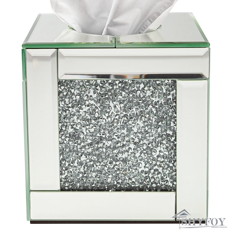 SHYFOY Tissue Box Cover Square, Modern Glass Decorative Tissue Holder / SF-MP061