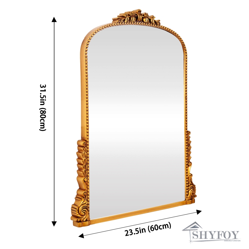 SHYFOY Antique Wall Mirror Gold Baroque Ornate, Traditional Elegant Old Mirror, SF-WM083