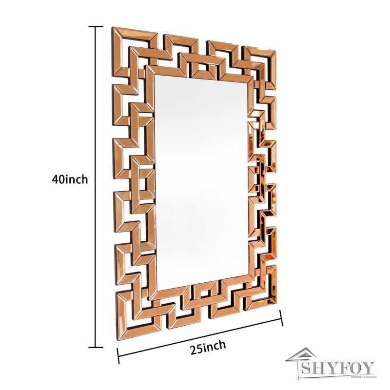 SHYFOY 40" L x 26" W Rectangular Wall Mirror Decorative Grecian Venetian Mirror Orange Modern Home Decor for Living Room Entryway Hotel Ding Room Vani