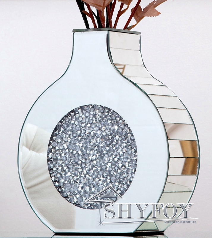 SHYFOY vase with broken diamond vase decoration, silver mirror crystal glass decorative vase luxury home decoration / SF-MP107