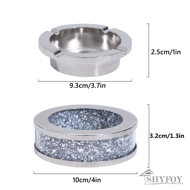 SHYFOY Ashtray for Cigarettes, Cool Glass Ashtray, Cute Home Ashtrays for Weed Crushed Diamond Home Decor, Round Crystal Ash Holder for Smokers, Metel