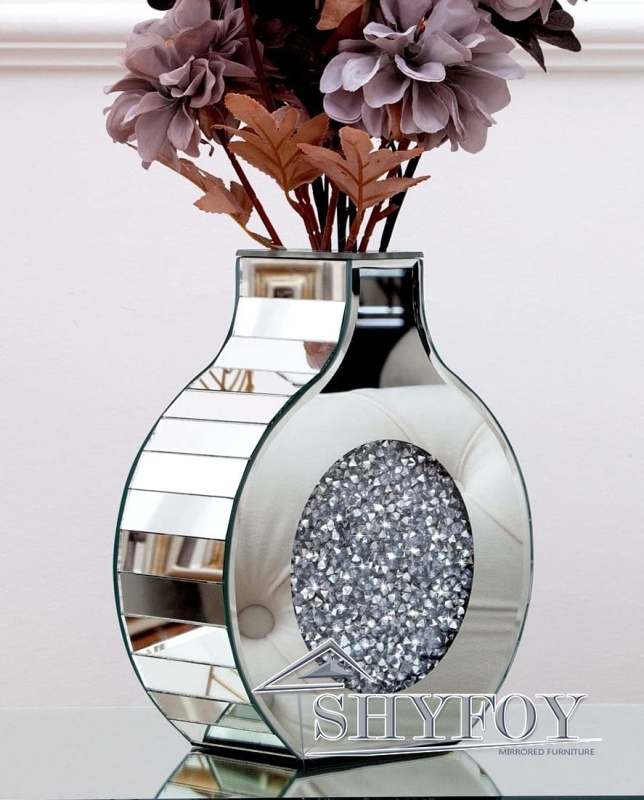 SHYFOY vase with broken diamond vase decoration, silver mirror crystal glass decorative vase luxury home decoration / SF-MP107