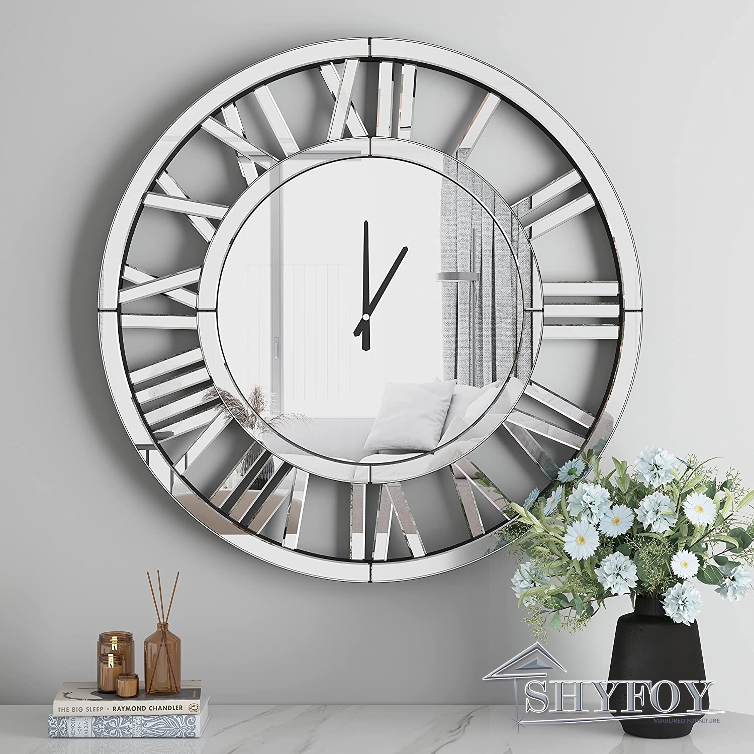 SHYFOY Orologio da Parete Moderno, Grande Orologio da Parete Rotondo a  Specchio, Silenzioso Senza Tick Alimentato a Batteria, per Soggiorno Bar  Cucina Ufficio - Misure: Ø 80 cm : : Casa e cucina