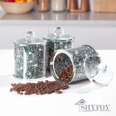 SHYFOY Glass Food Storage Containers 36oz Set of 3 with Lid for Kitchen Counter, Coffee Sugar Tea Canisters