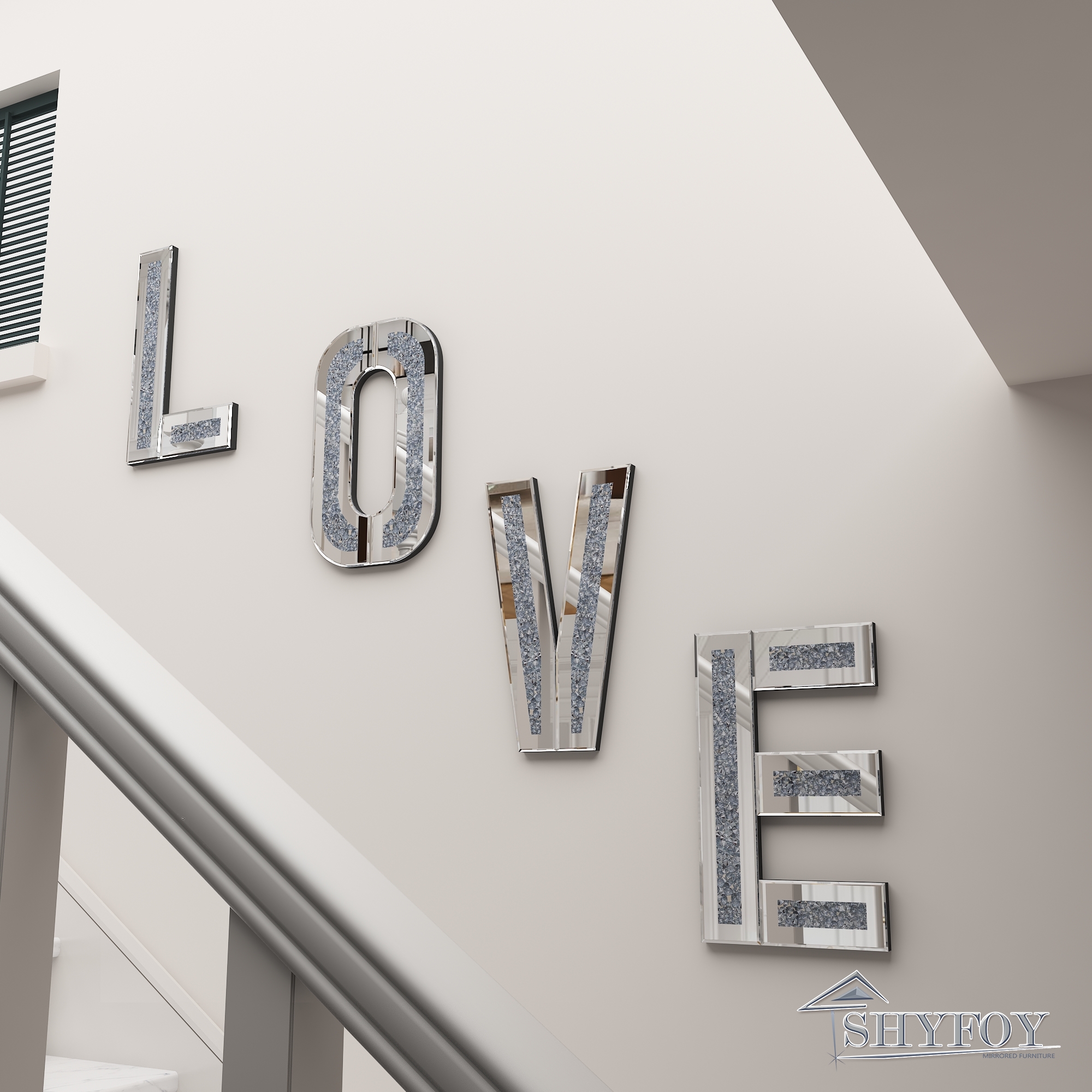 Crushed Diamond Large fashion Love Gem Wall Art Sign