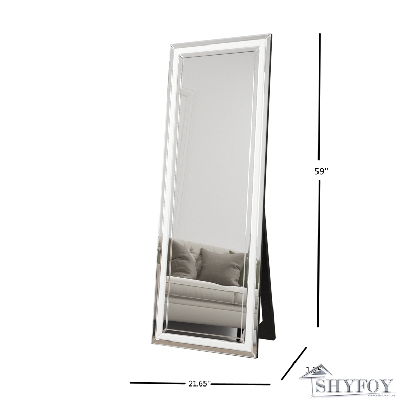 SHYFOY Full Length Mirror with Stand 59&quot; x 22&quot; Decorative Floor Mirror Standing Dressing Full Body Mirror for Bedroom / SF-FM092