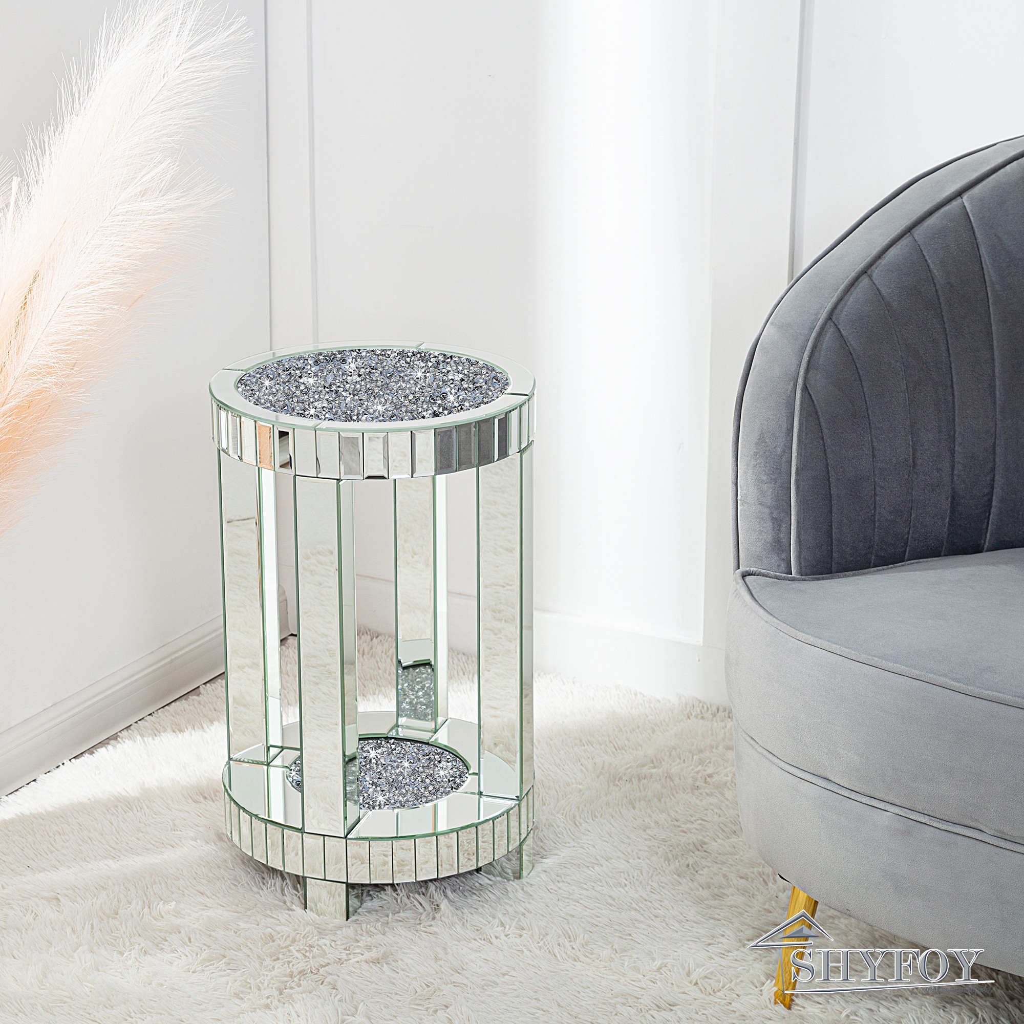 Modern silver side table hot sale