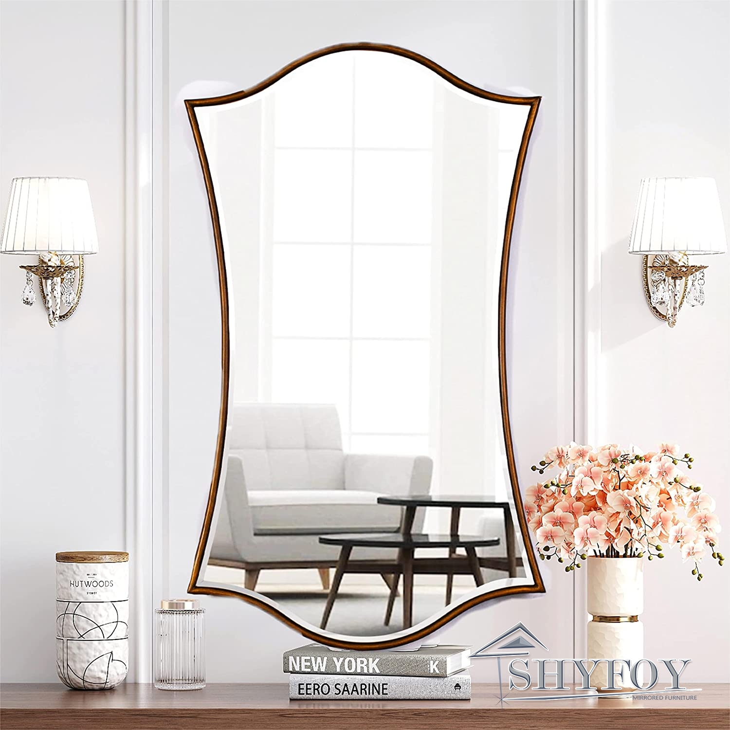 SHYFOY Vintage Wall Mirror Antique Mirror Living Room Decor with ...