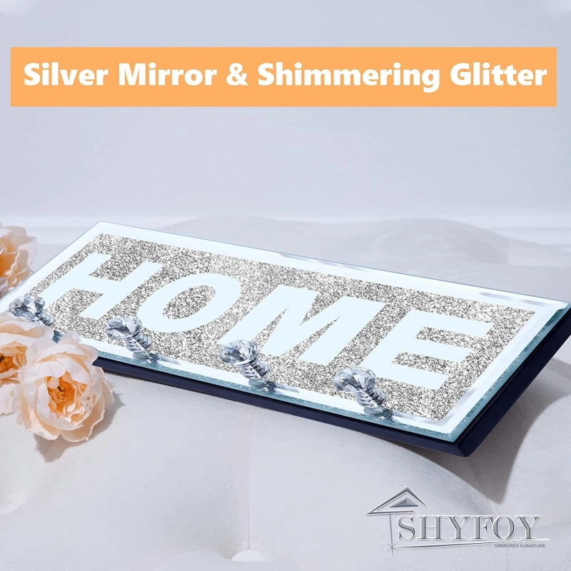 SHYFOY Glitter Mirrored Home Letter Plaque Sign for Wall Decor