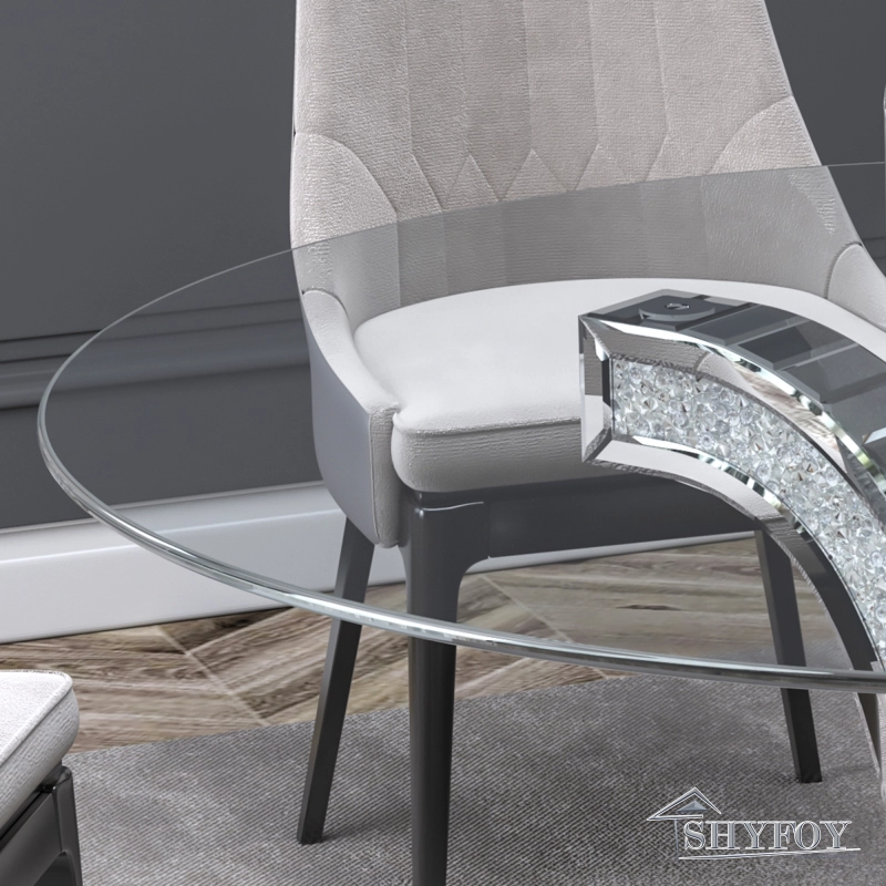 SHYFOY 52'' Mirror Glass Pedestal Dining Table with Tempered Glass Tabletop / SF-DT066