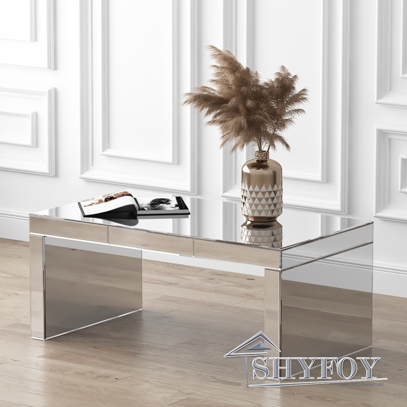 SHYFOY Rectangle Glass Sled Coffee Table / SF-CF095