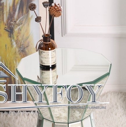 SHYFOY 21.65'' Tall Glass Drum Pedestal End Table /SF-ST098