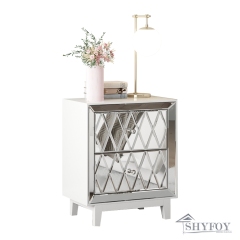 SHYFOY 22" 2-Drawers Pattern Mirror Glass Nightstand / SF-BT078