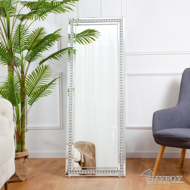 SHYFOY Rectangle Glass Full Length Mirror with Stand