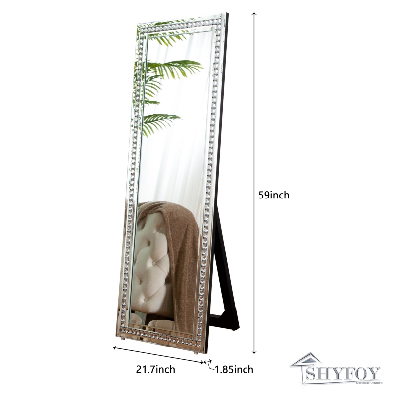 SHYFOY Rectangle Glass Full Length Mirror with Stand