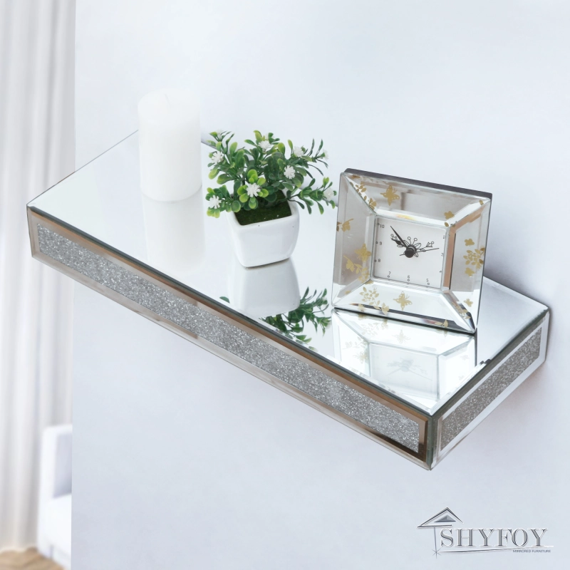 SHYFOY Mirrored Floating Shelf Glamorous Decorative Wall Shelf For Bedroom/Living Room/Kitchen Decor, Wall Mounted Shelf Long /SF-MP073