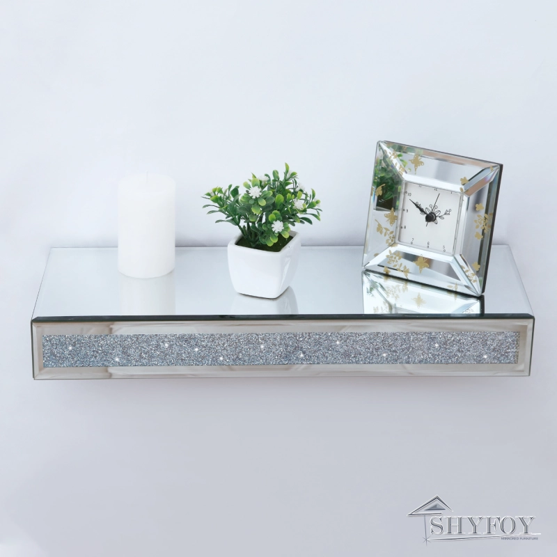 SHYFOY Mirrored Floating Shelf Glamorous Decorative Wall Shelf For Bedroom/Living Room/Kitchen Decor, Wall Mounted Shelf Long /SF-MP073