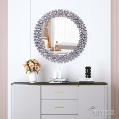 SHYFOY Crystal Accent Round Wall Mirror / SF-WM001