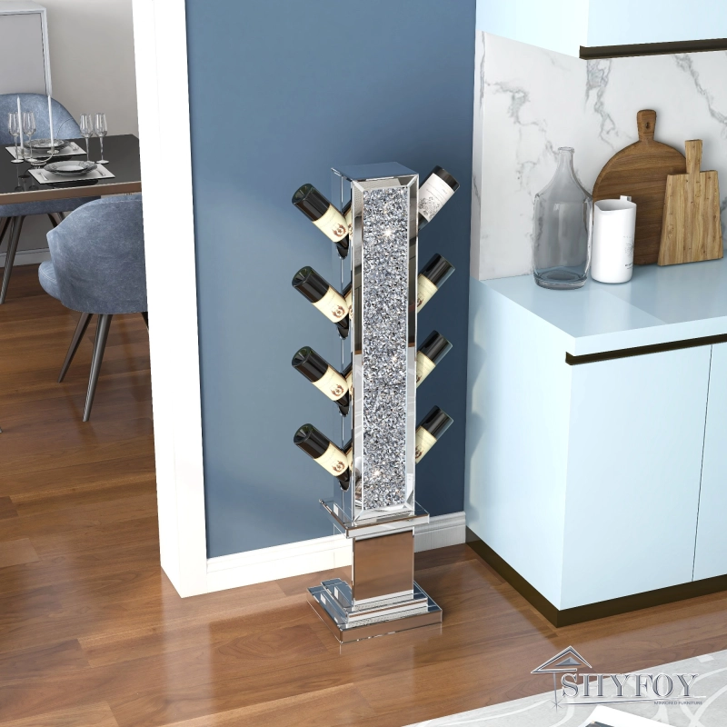 SHYFOY 8 Bottle Floor Wine Bottle Rack in Silver / SF-WH134