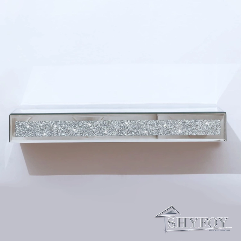 SHYFOY Mirrored Floating Shelf Glamorous Decorative Wall Shelf For Bedroom/Living Room/Kitchen Decor, Wall Mounted Shelf Long /SF-MP073