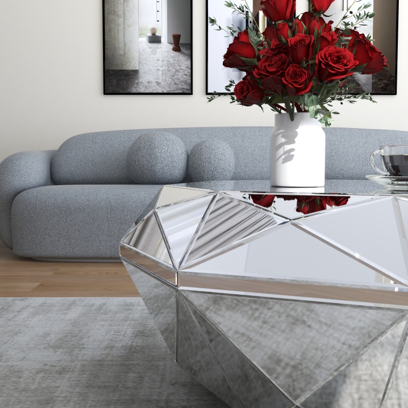 Shyfoy Mirrored Polygon Coffee Table /SF-CF195