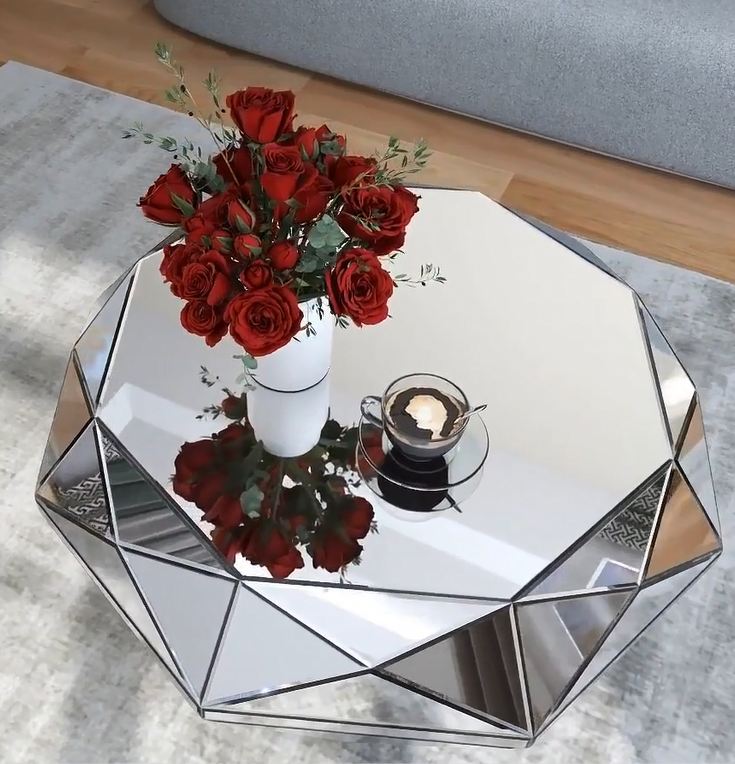 Shyfoy Mirrored Polygon Coffee Table /SF-CF195