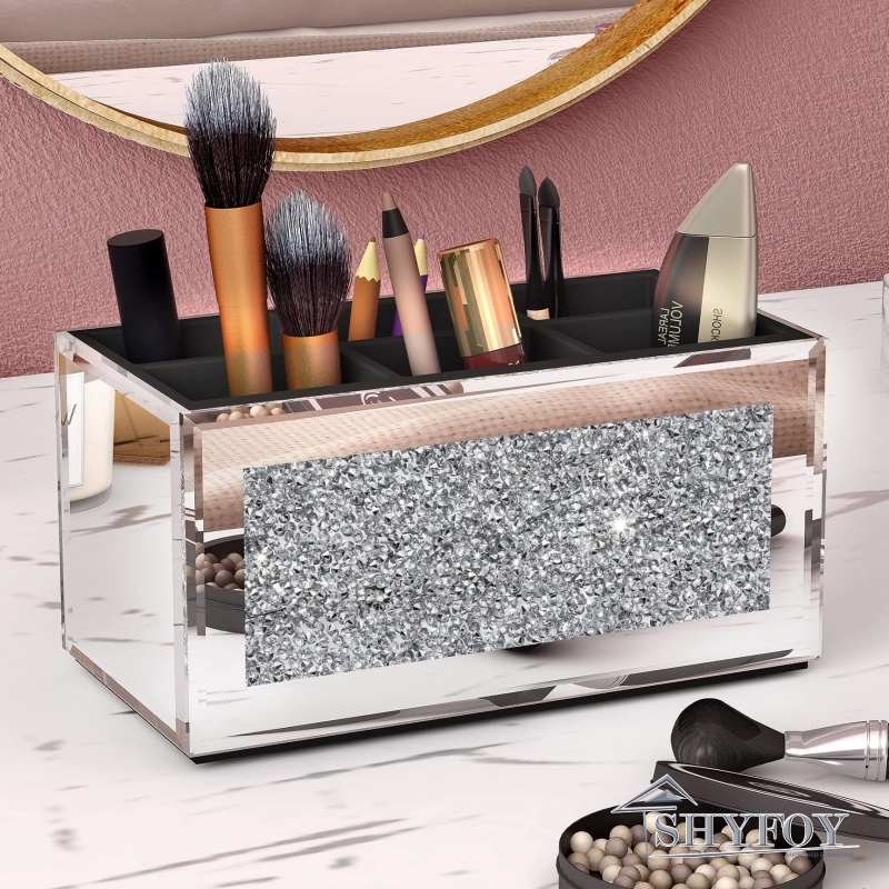 SHYFOY Crushed Diamond Three Compartments Deluxe Cosmetic Makeup Beauty Organizer / SF-MP043