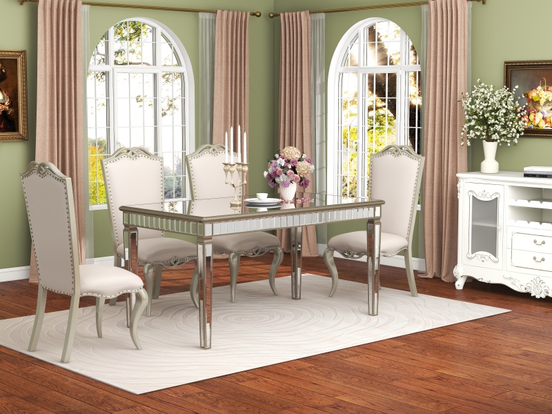 Glam Mirror Wood Rectangular Dining Table / SF-DT171