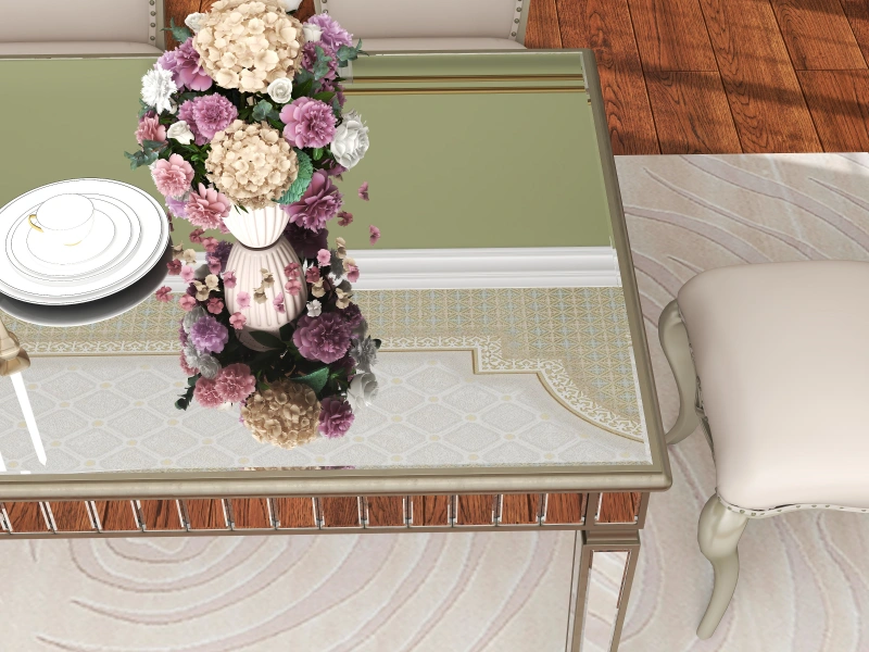 Glam Mirror Wood Rectangular Dining Table / SF-DT171