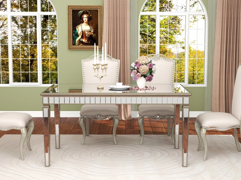 Glam Mirror Wood Rectangular Dining Table / SF-DT171