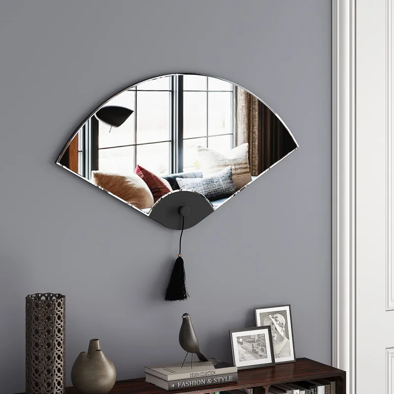 SHYFOY 32&quot; x 18&quot; Large Wall Mirror for Living Room Decor FanShaped Decorative