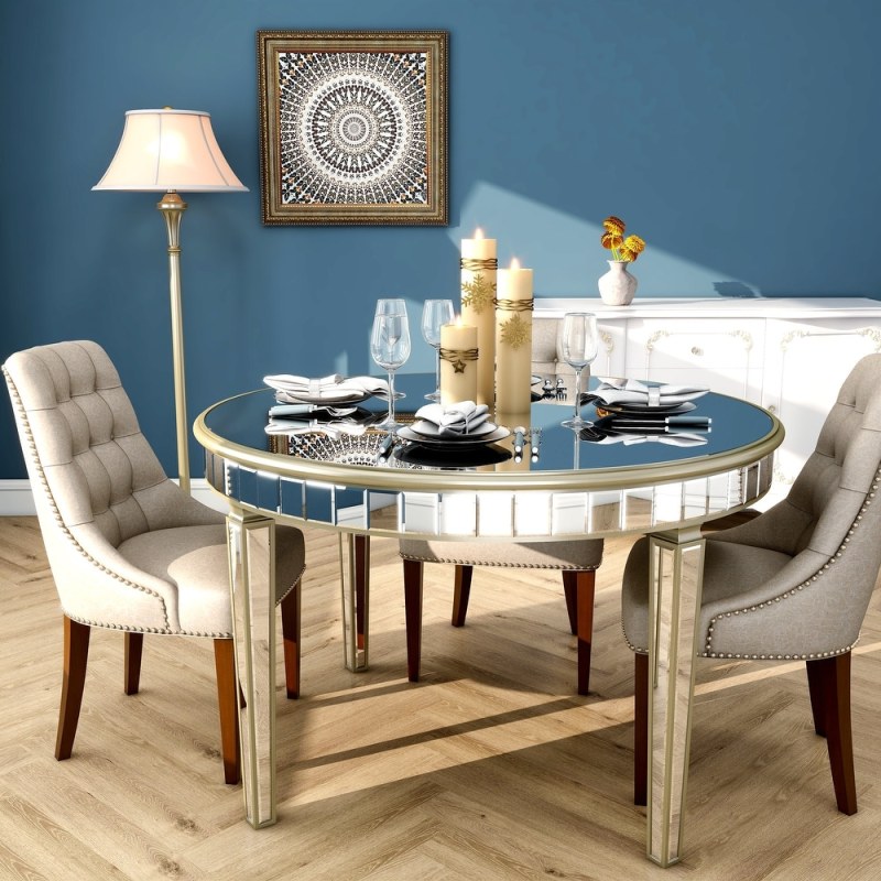 Contemporary Mirrored Matte Round Dining Table / SF-CF170