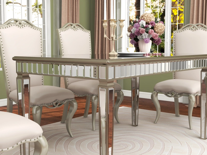 Glam Mirror Wood Rectangular Dining Table / SF-DT171