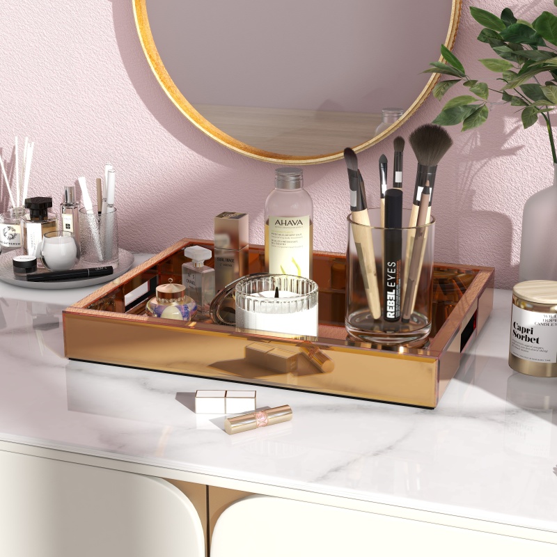 SHYFOY Mirror Glam Tray Home Table Decoration, Gold Vanity Tray /SF-MP179