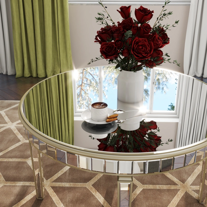 Contemporary Mirrored Matte Round Dining Table / SF-CF170